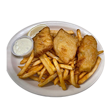 Crossroads burger - Fish and chips- Alaska cod