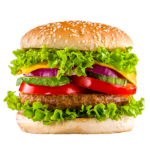 Crossroads burger - junior beef or chicken hamburger